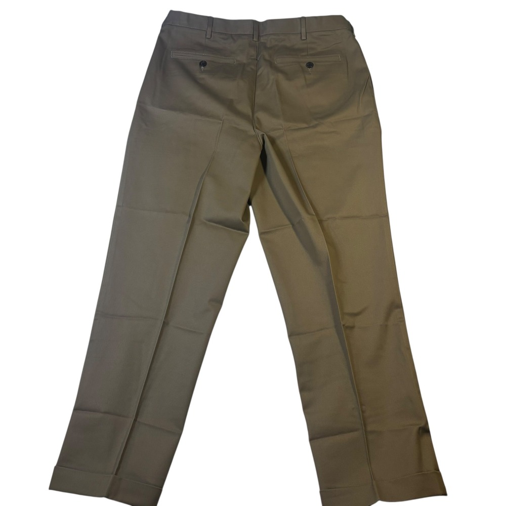 Lands End Mens Traditional Fit‎ Pleated Khaki Cotton Dress Pants Size 37x30 - Picture 2 of 10